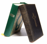 A Bible and a Quran (the Muslim holy book)