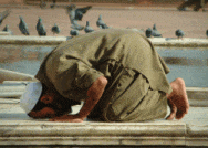 Muslim man praying in the manner Muhammad instructed