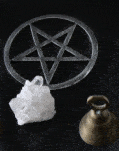 wicca pentagram and crystal