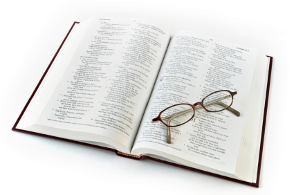 Open Bible on white, genealogy of Jesus