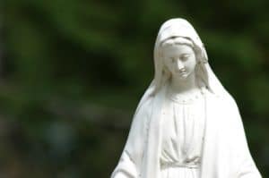 Catholic Mary White statue on green