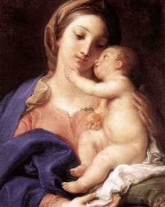 Catholic painting of Mary and baby Jesus