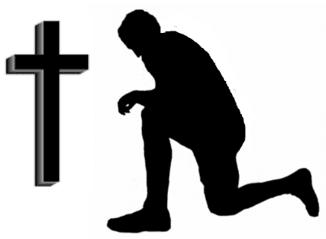 kneeling before the cross taking a knee