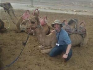 CARM's Luke Wayne with camels in Israel canaan